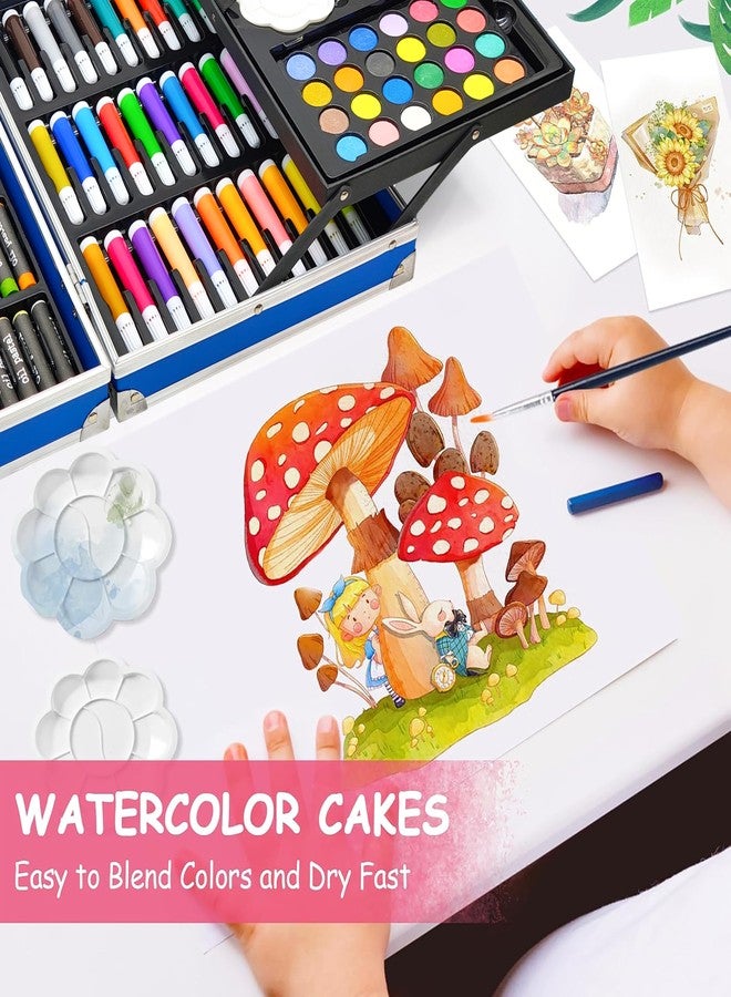 في جراسب مجموعة أدوات الرسم والتلوين الفضائية من VGRASSP، 145 قطعة، لعبة فنية للأطفال - مجموعة أدوات مدرسية محمولة تتضمن ألوان باستيل زيتية، وألوان مائية، وأقلام تلوين، وأقلام رسم، ومستلزمات حرفية - Image 3